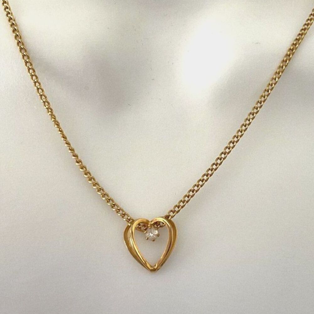 1978 Vintage Double Heart Cross Filigree Clasp Necklace